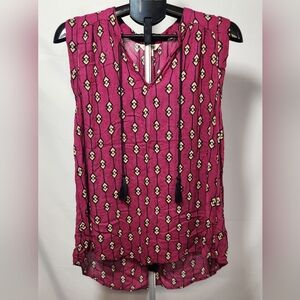 Lucky Brand Pink Sleeveless Tie Front Blouse-Size 1X